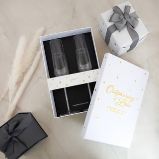 Engaged   Gift Boxed 7 oz Glass Toasting Flute Set
