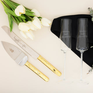 50th Anniversary   Gift Boxed 7 oz Glass Toasting Flute Set