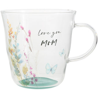 Love You Mom 13.5 oz Glass Cup