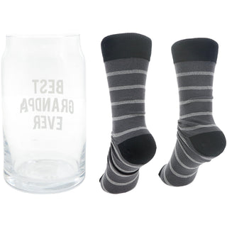 Best Grandpa 16 oz Beer Can Glass and Sock Set