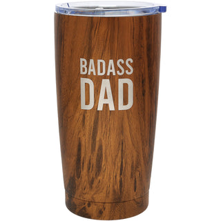Badass Dad 20 oz Wood Finish Stainless Steel Travel Tumbler