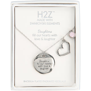 Daughter
Rose Water Opal Crystal 16.5"-20.5" Engraved Rhodium Plated Austrian Element Necklace