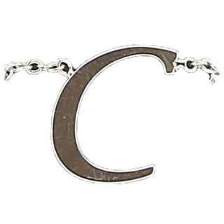 C Adjustable Rhodium Plated Monogram Ring