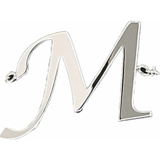 M Adjustable Rhodium Plated Monogram Ring