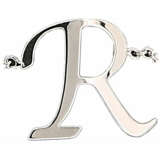 R Adjustable Rhodium Plated Monogram Ring