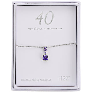 40
Violet Zircon 16.5"-18.5" Celebration Rhodium Plated Necklace