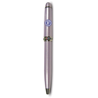 "F" Monogrammed Purple Pen 4.25" with Colored Gems
