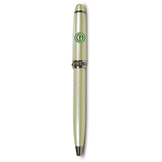 "G" Monogrammed Green Pen 4.25" with Colored Gems