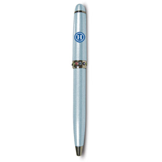 "H" Monogrammed Blue Pen 4.25" with Colored Gems