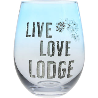 Live Love Lodge 18 oz Stemless Wine Glass