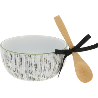 Memories 4.5" Ceramic Bowl with Bamboo Spoon