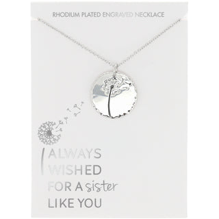 Sister 16.5"-18.5" Engraved Rhodium Plated  Necklace
