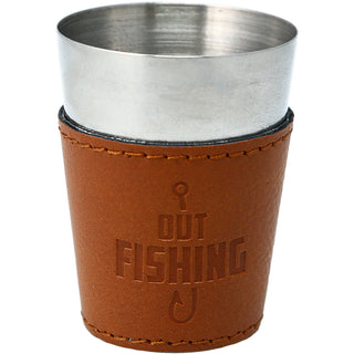 Out Fishing Stainless Shot Glass with Sleeve