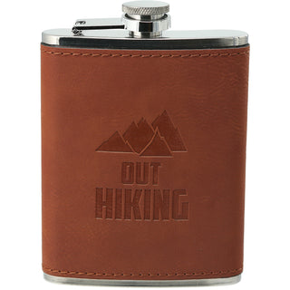 Out Hiking PU Leather & Stainless Steel 8 oz Flask