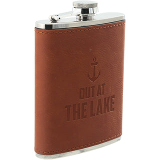 Out at the Lake PU Leather & Stainless Steel 8 oz Flask