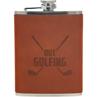 Out Golfing PU Leather & Stainless Steel 8 oz Flask