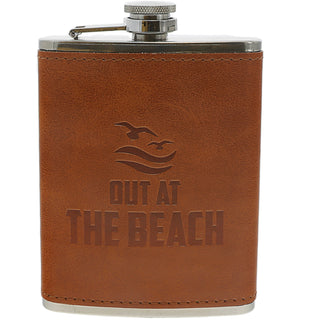 Out at the Beach PU Leather & Stainless Steel 8 oz Flask