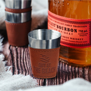 Out at the Beach Stainless Shot Glass with Sleeve