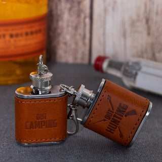Out Hunting PU Leather & Stainless Steel 1 oz Mini Flask