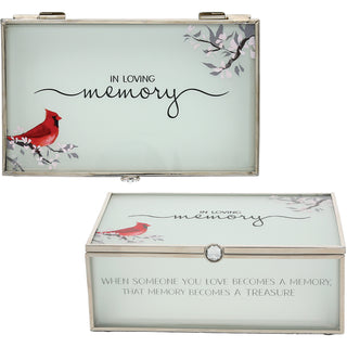 In Loving Memory 6" x 3.5" Glass Keepsake Box