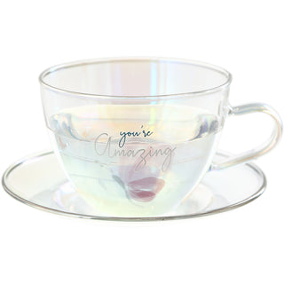 Amazing 7 oz Glass Teacup and Saucer