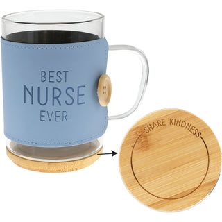 Nurse 16 oz Wrapped Glass Mug with Coaster Lid