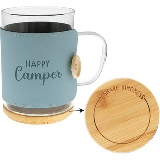 Camper 16 oz Wrapped Glass Mug with Coaster Lid