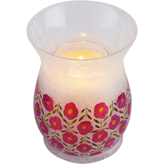 Pink Floral Jar Candle Holder
