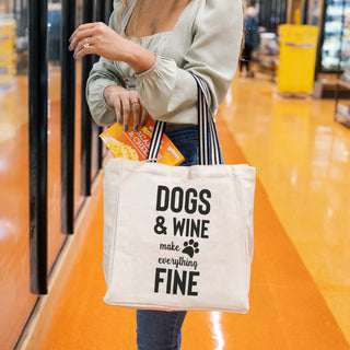 Dogs & Wine 100% Cotton Twill Gift Bag