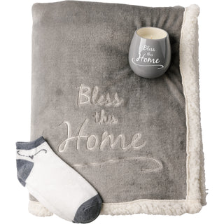 Home 42" x 50" Sherpa Lined, Royal Plush Blanket Gift Set