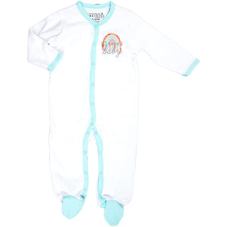 Blessed Baby Teal Trimmed Sleeper