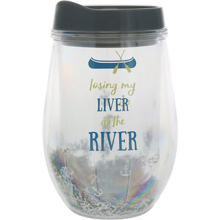 At the River 12 oz Acrylic Stemless Wine Glass with Lid