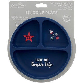 Beach Life 7.75" Divided Silicone Suction Plate