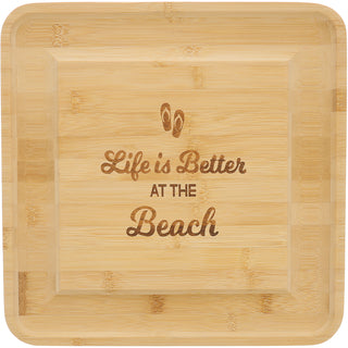 At The Beach 13" Bamboo Serving Board with Utensils