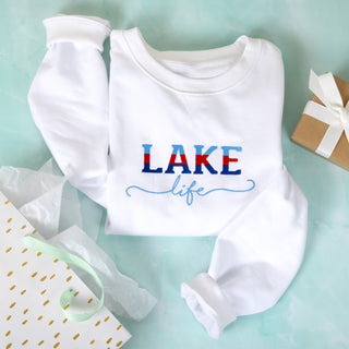 Lake Life White Cotton Blend French Terry Sweatshirt