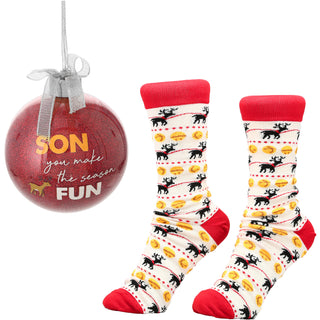 Son 4" Ornament with Unisex Holiday Socks