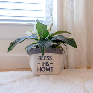 Bless This Home Canvas Planter Cover (Holds 6" Pot)
