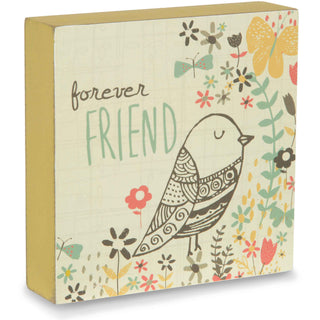 Forever Friend 4" x 4" Bird & Flower Plaque