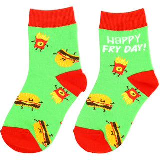 Burger and Fries S/M Youth Cotton Blend Crew Socks
