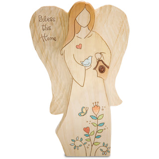 Bless this Home 9" Angel with Birdhouse