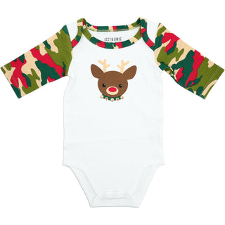 Christmas Camo Reindeer 3/4 Sleeve Bodysuit