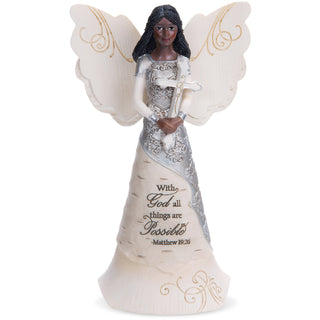 With God 6.5" EBN Angel with Cross