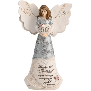 60th Birthday 6" Angel Holding 60th Heart