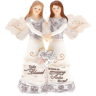 Sisters 5.5" Double Angels Holding Heart