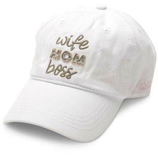 Wife Mom Boss White Adjustable Hat