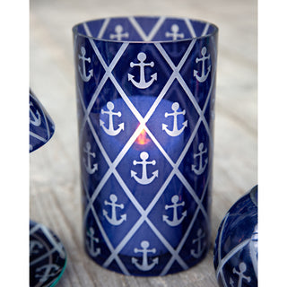 Blue Anchor Jar Candle Holder