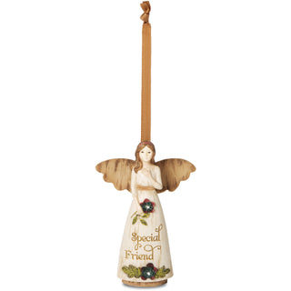 Special Friend 4.5" Angel Ornament Holding Flower