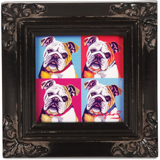 Bulldog - Woofhol 3.5" x 3.5" Framed Canvas