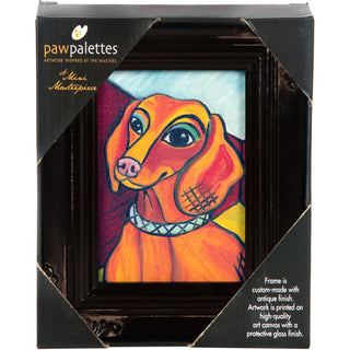 Dachshund Pawcasso - 3.5" x 5" Framed Canvas