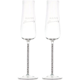 Happy Anniversary  Gift Boxed 7 oz Glass Toasting Flute Set